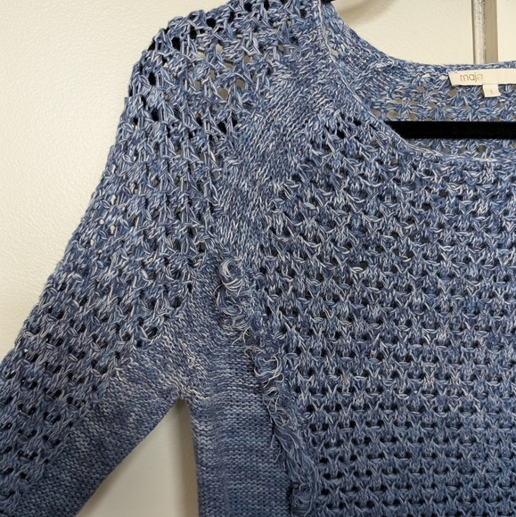 Maje ombre blue fringe knit sweater sz S - Picture 6 of 10